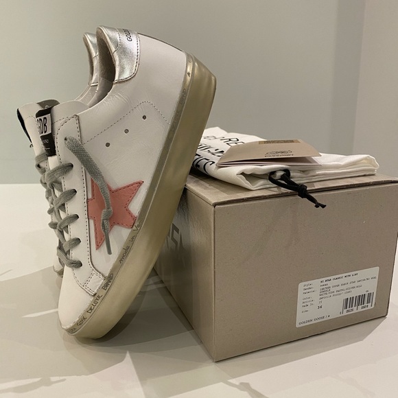 Golden Goose Hi Star White Leather/Pink/Silver 36 - Picture 6 of 9